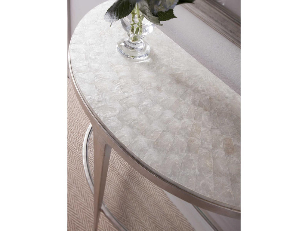 Home Gravitas Console Table with Capiz Shell Top and Champagne Foil Iron Base