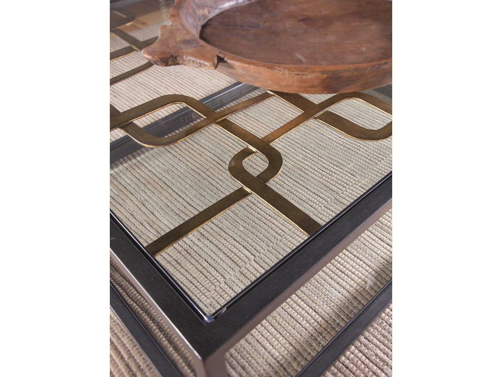 Home Moxie Rectangular Cocktail Coffee Table in Black and Gold Metal and Glass
