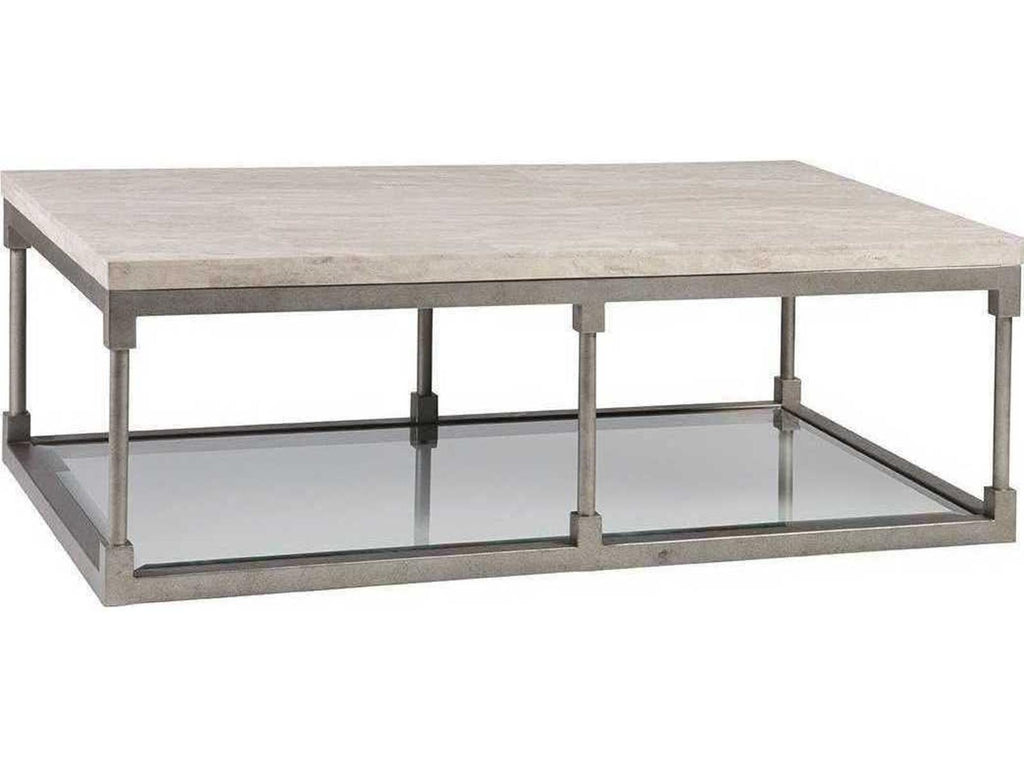 Home Topa Rectangular Coffee Table with Antiqued Silver Leaf Base