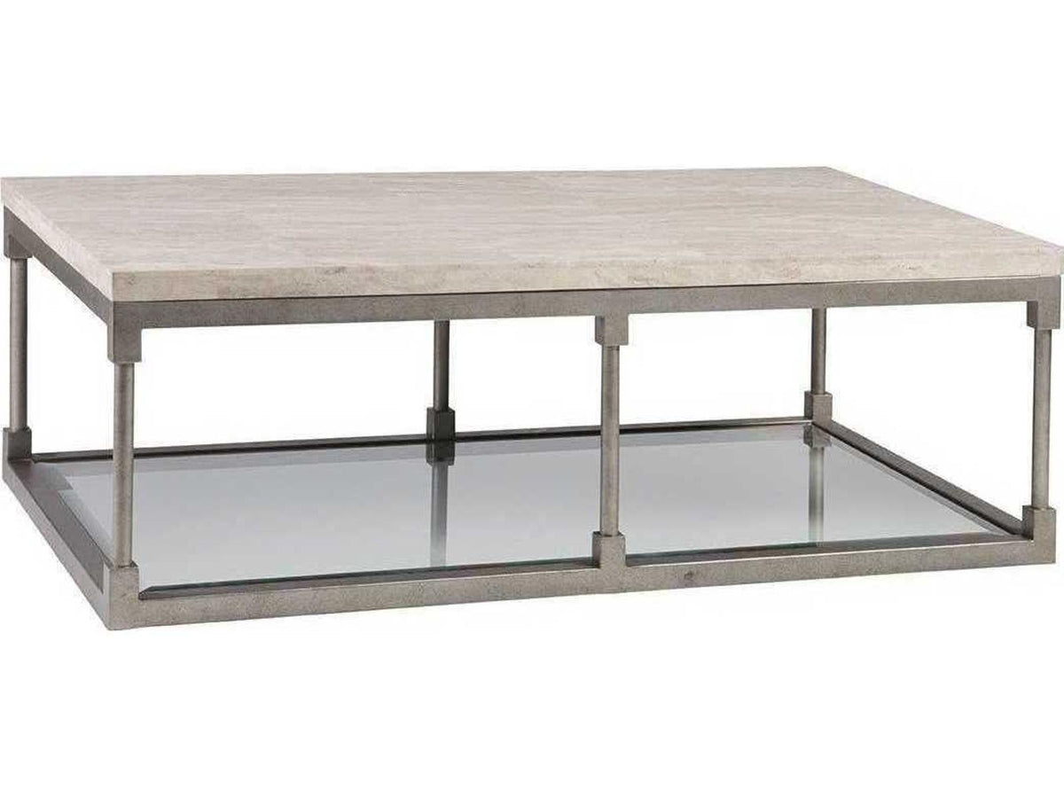 Home Topa Rectangular Coffee Table with Antiqued Silver Leaf Base