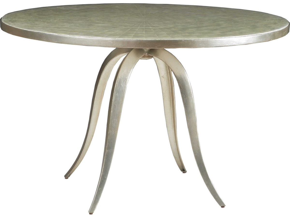 Home Capiz Round Dining Table in Champagne Silver Foil