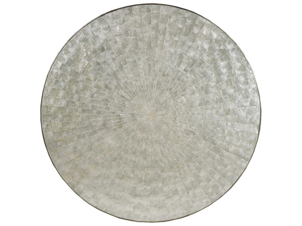 Home Capiz Round Dining Table in Champagne Silver Foil