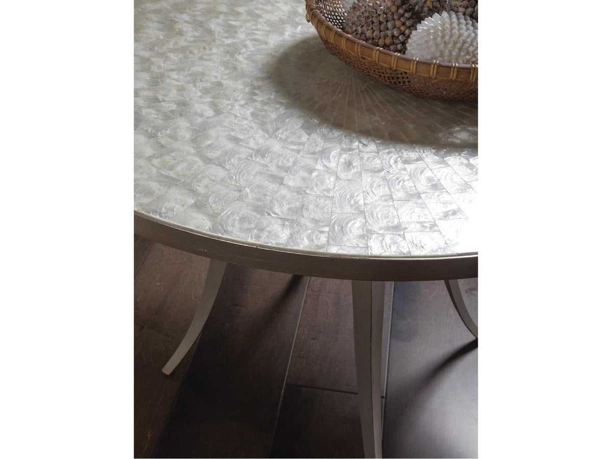Home Capiz Round Dining Table in Champagne Silver Foil