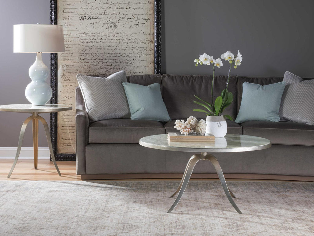 Home Signature Designs Round Coffee Table Capiz Shell Champagne Silver Foil