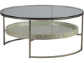 Home Cumulus Capiz Round Coffee Table with Glass Top and Champagne Finish