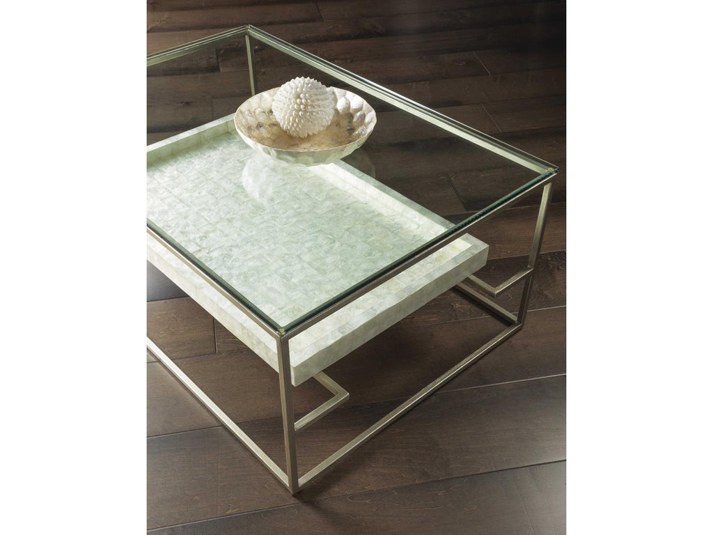 Home Signature Designs Cumulus Capiz Rectangular Cocktail Table Champagne