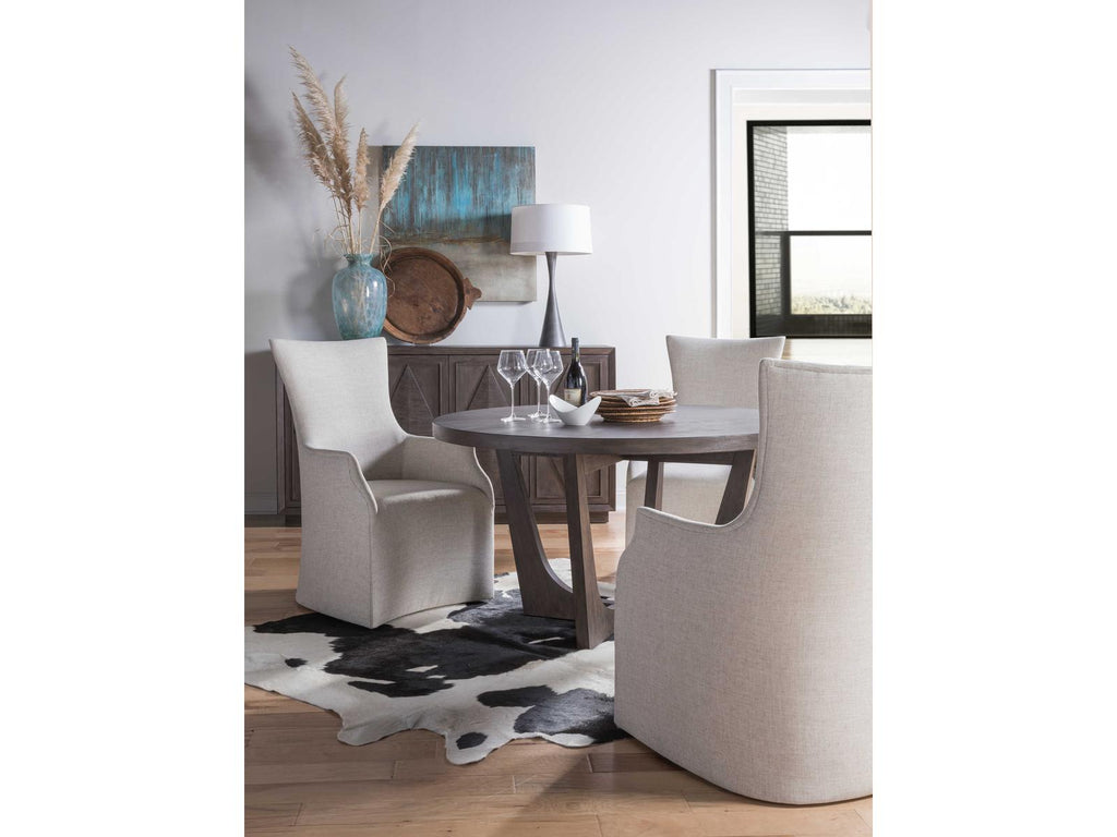 Home Juliet Upholstered Dining Arm Chair with Casters in Wheat Fabric