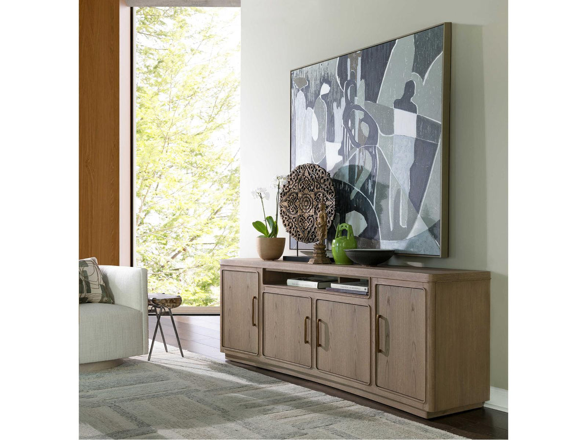 Home Simpatico 83-Inch Wire Brushed White Oak Media Console