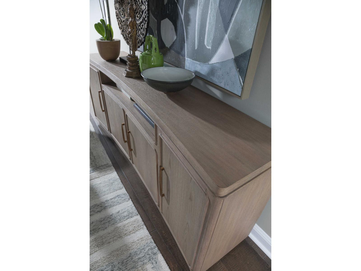 Home Simpatico 83-Inch Wire Brushed White Oak Media Console