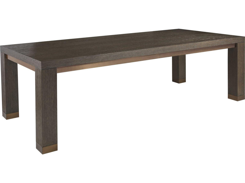 Home Andare 96 Inch Rectangle Dining Table in Wire Brushed Oak and Brass Accents