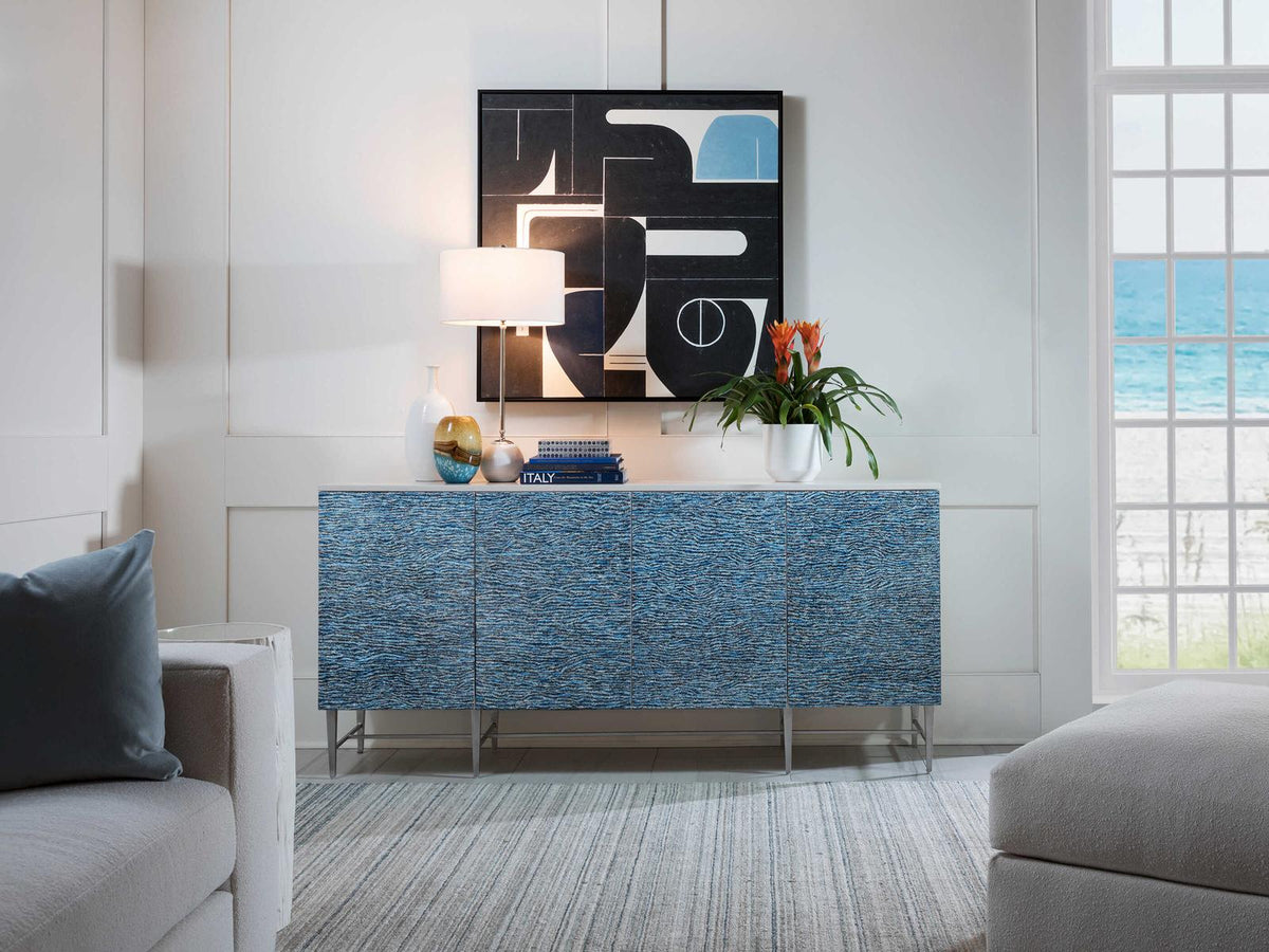 Home Deepwater 78-Inch Media Console in Sandrift with Eggshell Inlay
