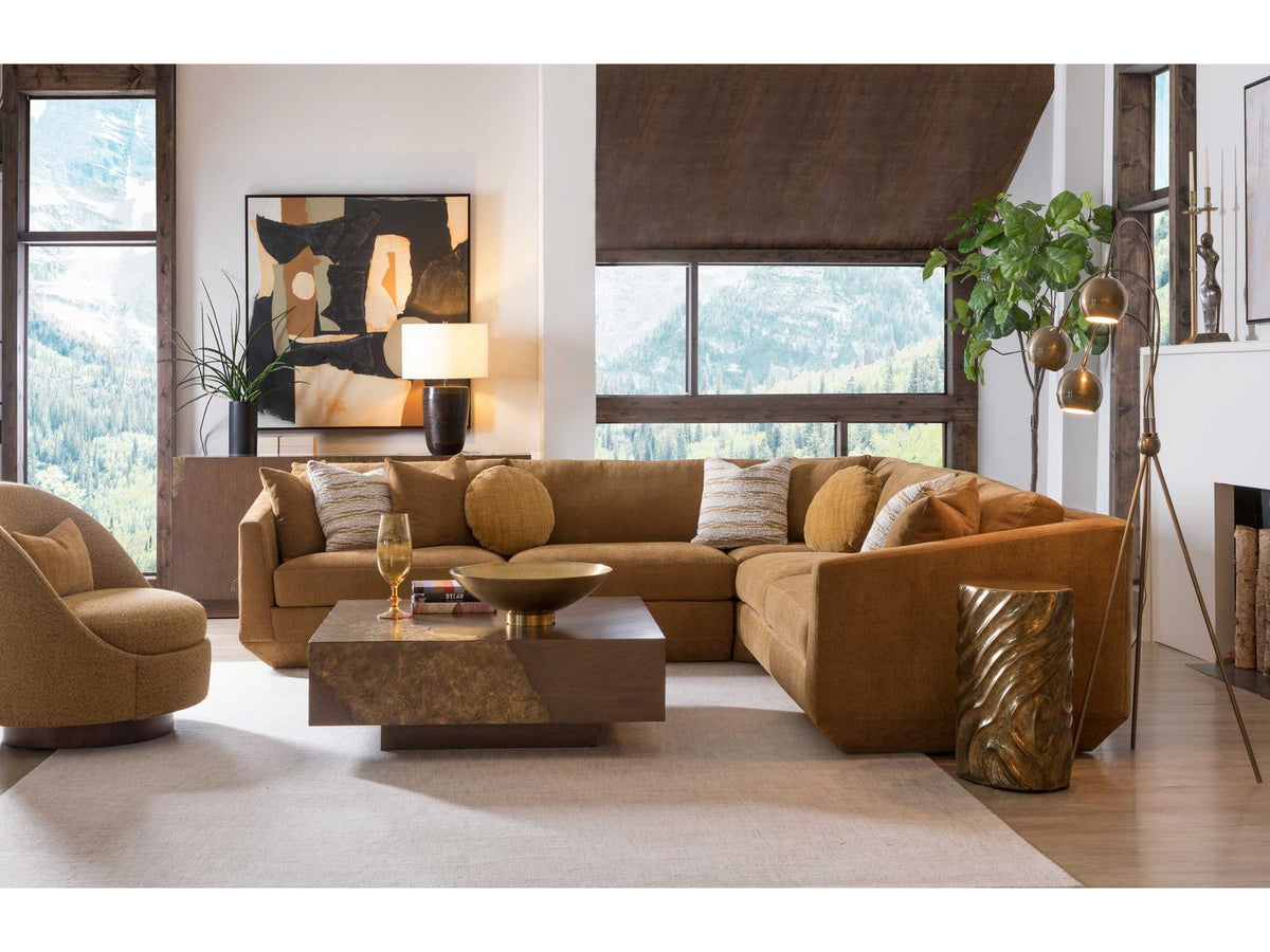 Home Veronica Modular Brown Upholstered Sectional with Floating Ottoman