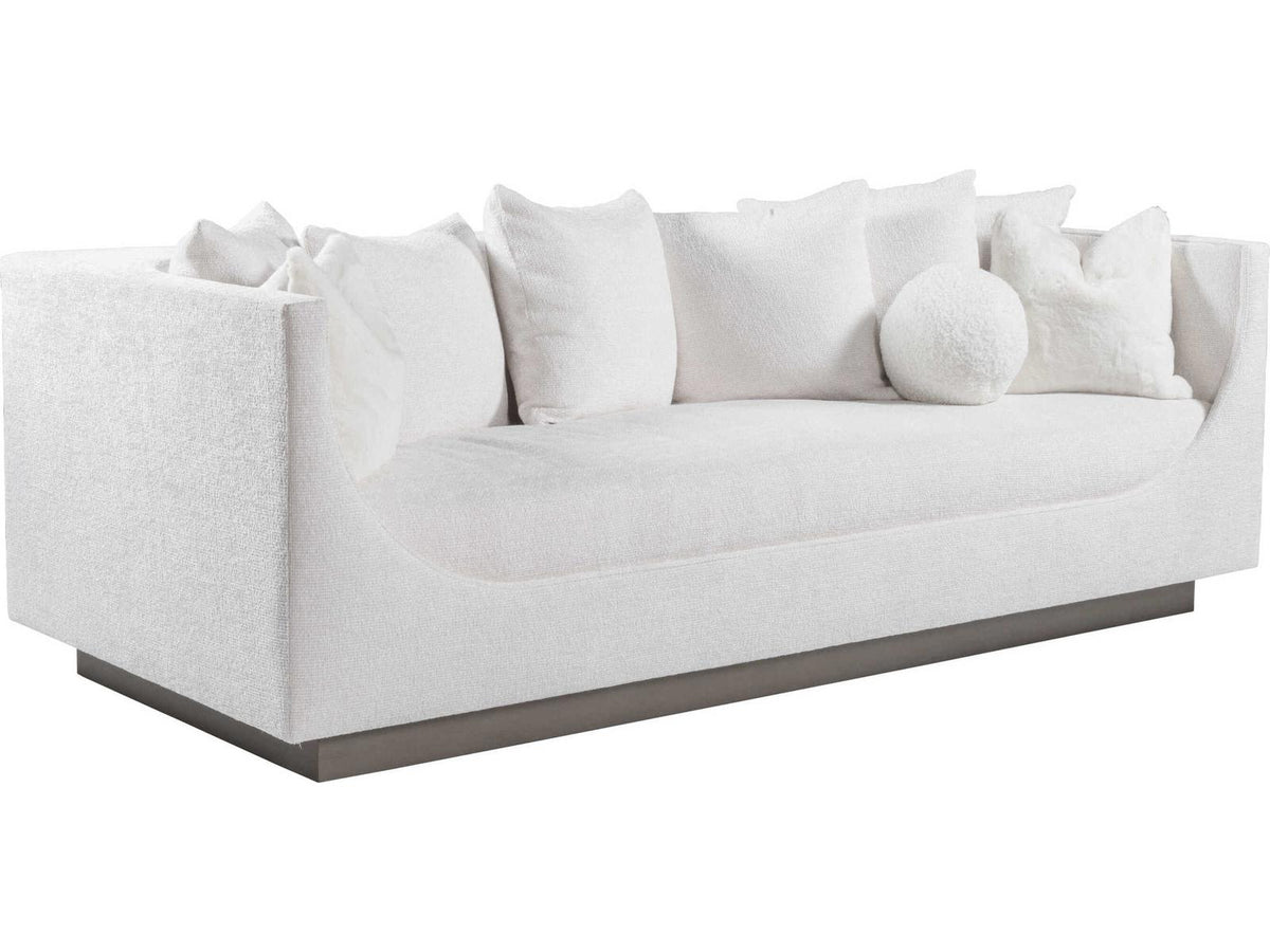 Home Claudette 3-Seat Bench Seat Sofa in White Upholstered Fabric