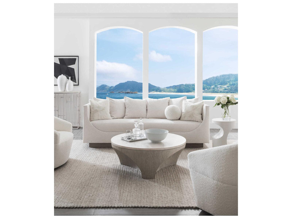 Home Claudette 3-Seat Bench Seat Sofa in White Upholstered Fabric