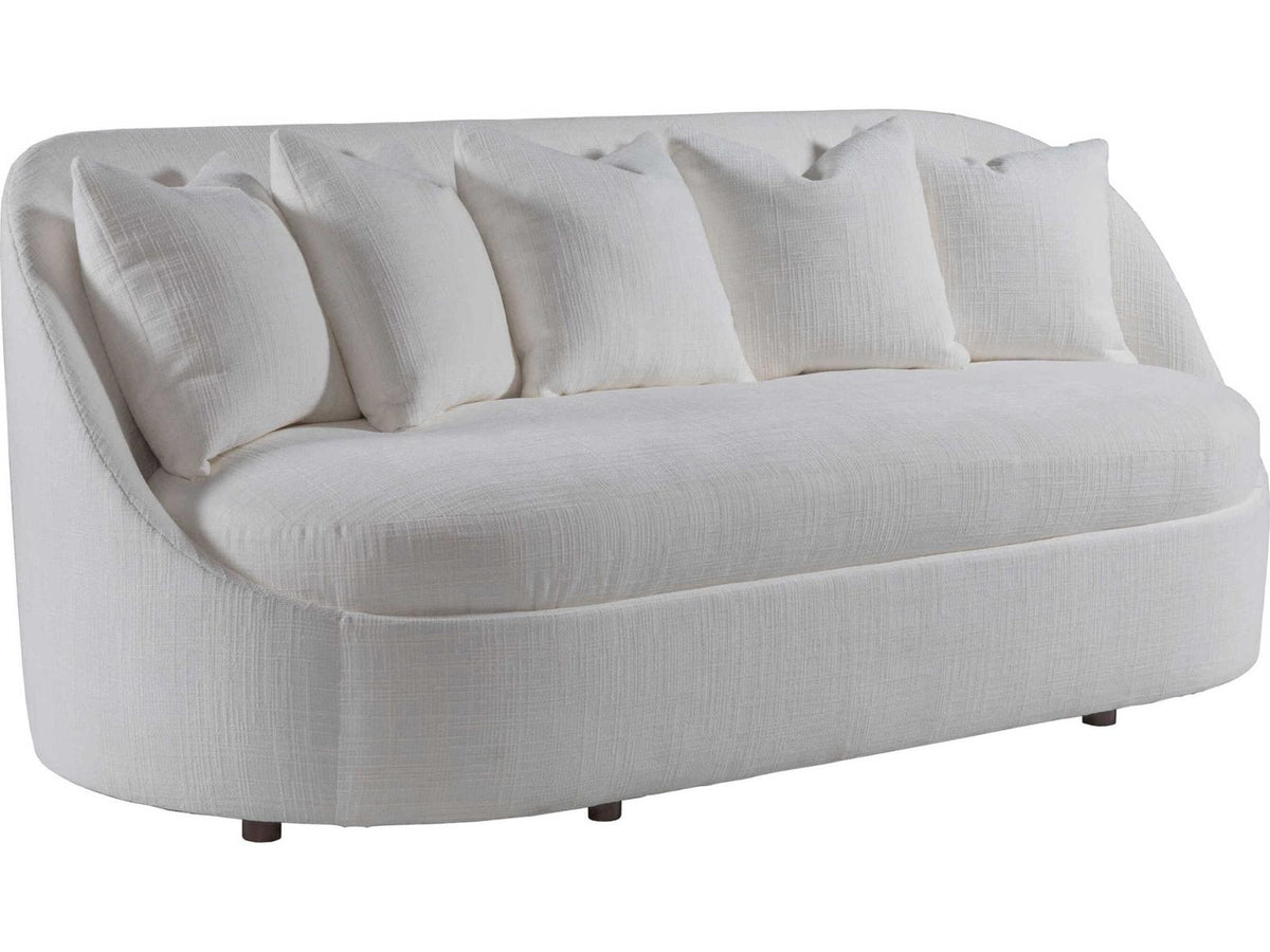 Genevieve 3-Seat Bench Seat Sofa in Ivory with Throw Pillows