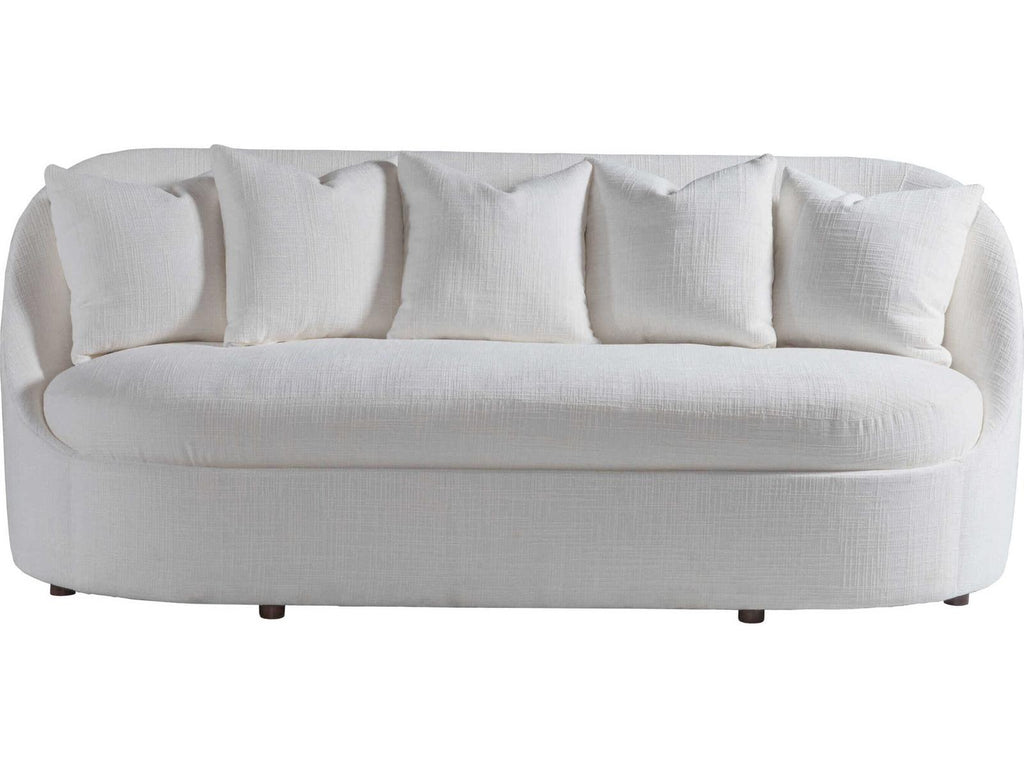 Genevieve 3-Seat Bench Seat Sofa in Ivory with Throw Pillows