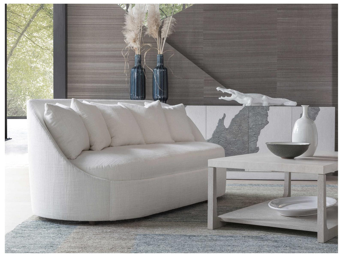 Genevieve 3-Seat Bench Seat Sofa in Ivory with Throw Pillows
