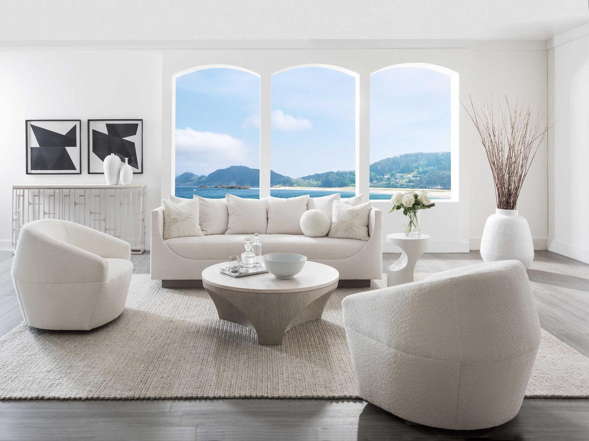 Mar Monte Round Coffee Table with Anticato Marble Top and Cast Base