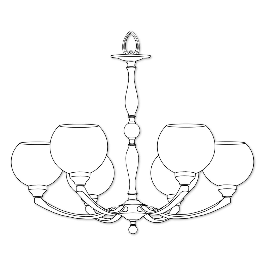 American Brass And Crystal Alabaster Globes 6 Light Chandelier Cp474064