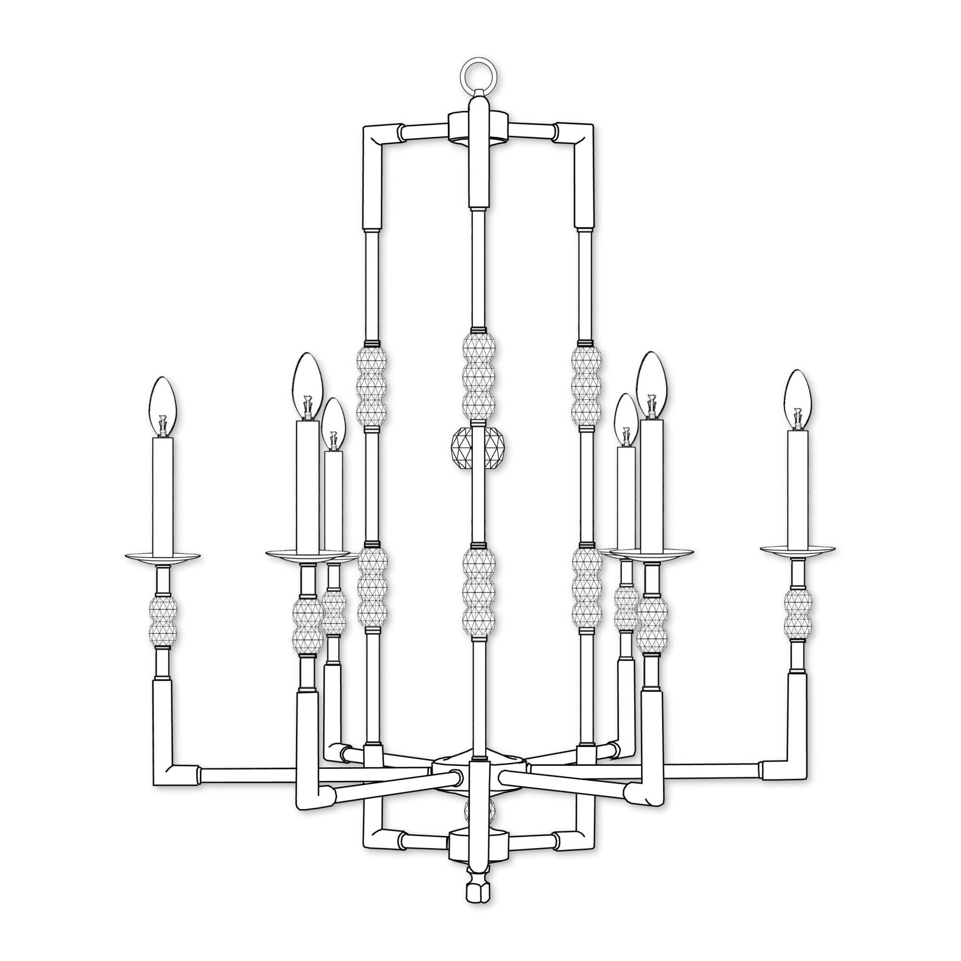 American Brass And Crystal Magro 6 Light Chandelier Cp382917