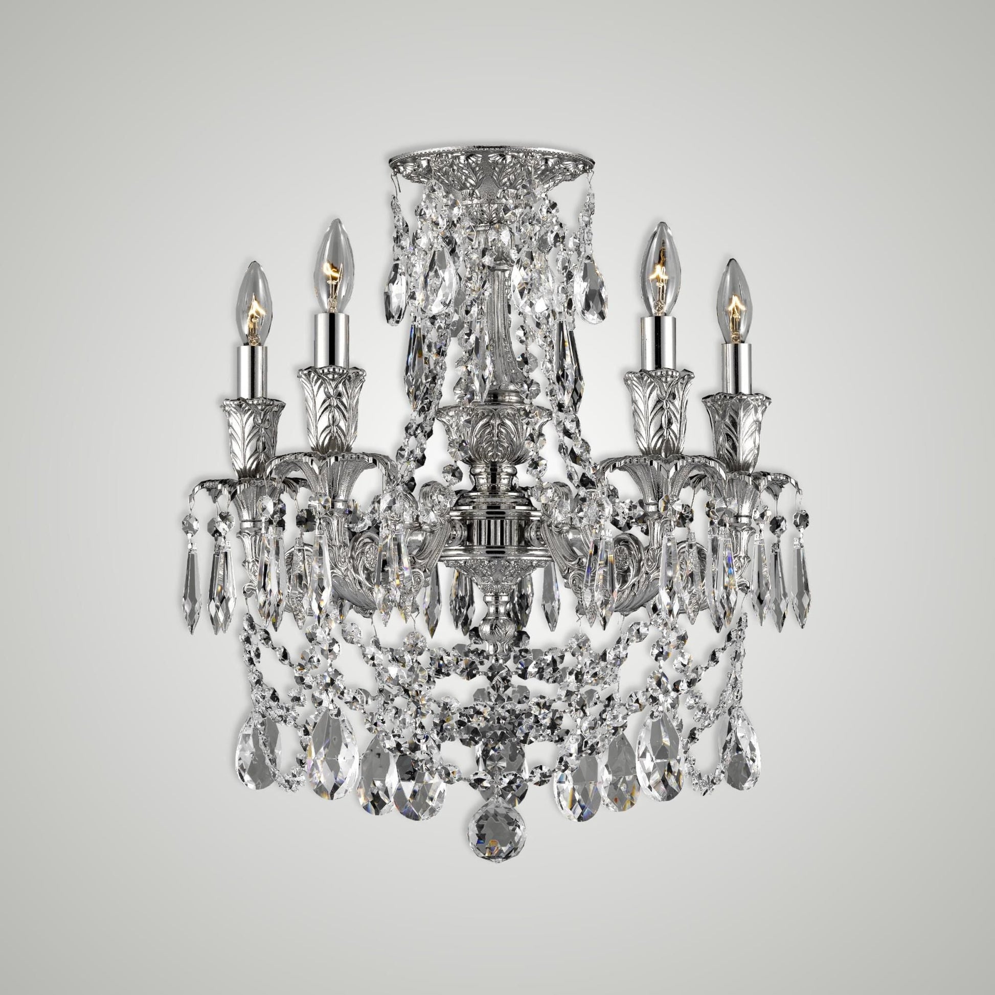 American Brass And Crystal Finisterra 16 Inch 5 Light Semi Flush Mount Cp791750