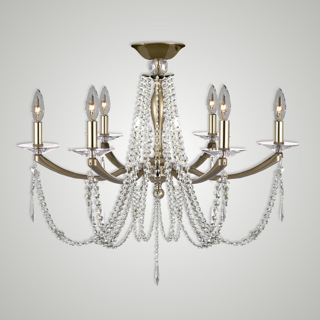 American Brass And Crystal Kensington 26 Inch 6 Light Semi Flush Mount Cp791753