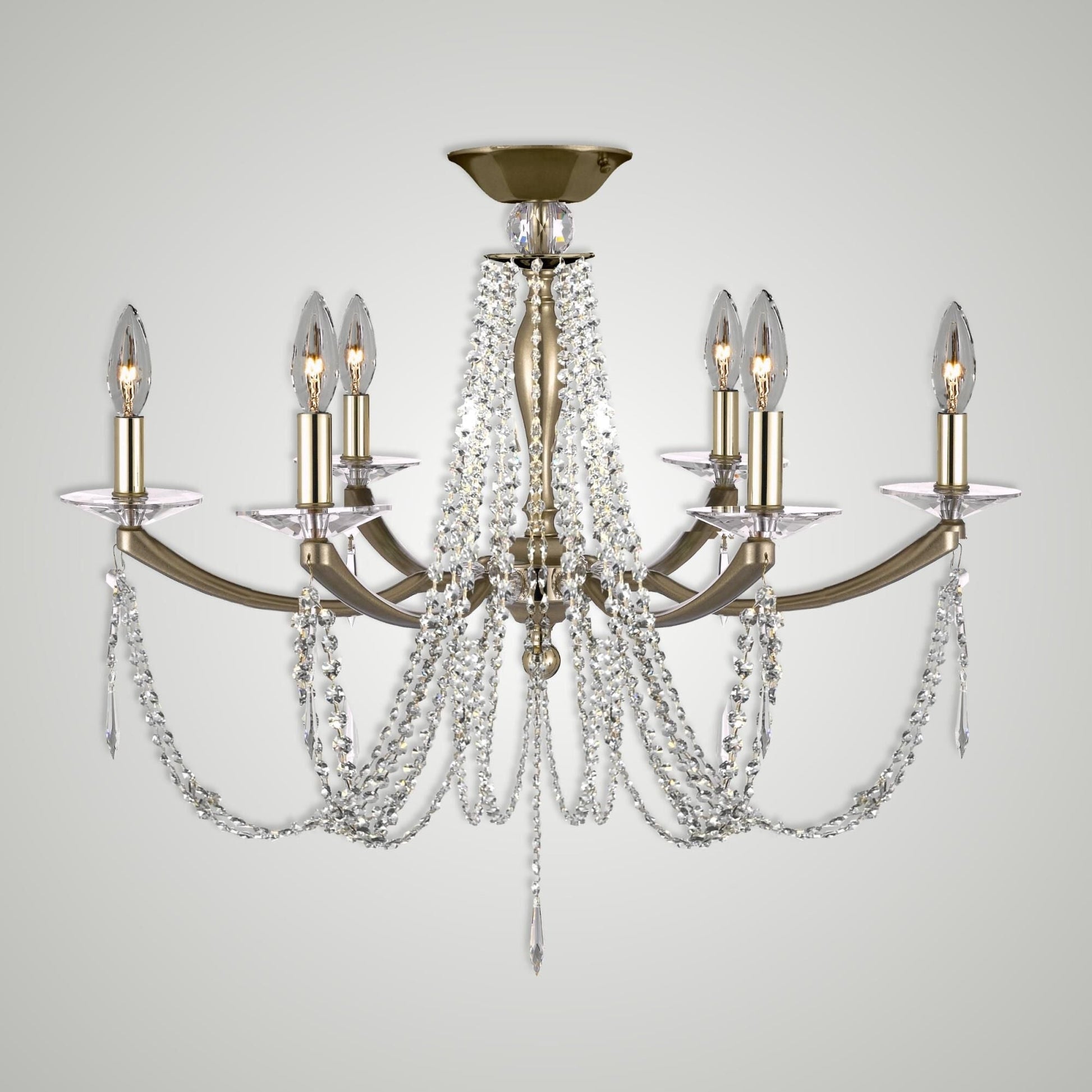 American Brass And Crystal Kensington 26 Inch 6 Light Semi Flush Mount Cp791753