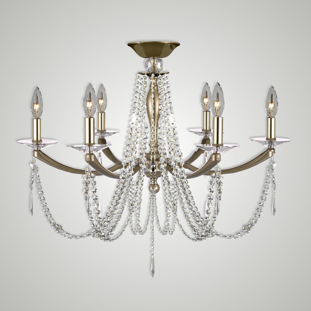 American Brass And Crystal Kensington 26 Inch 6 Light Semi Flush Mount Cp791753