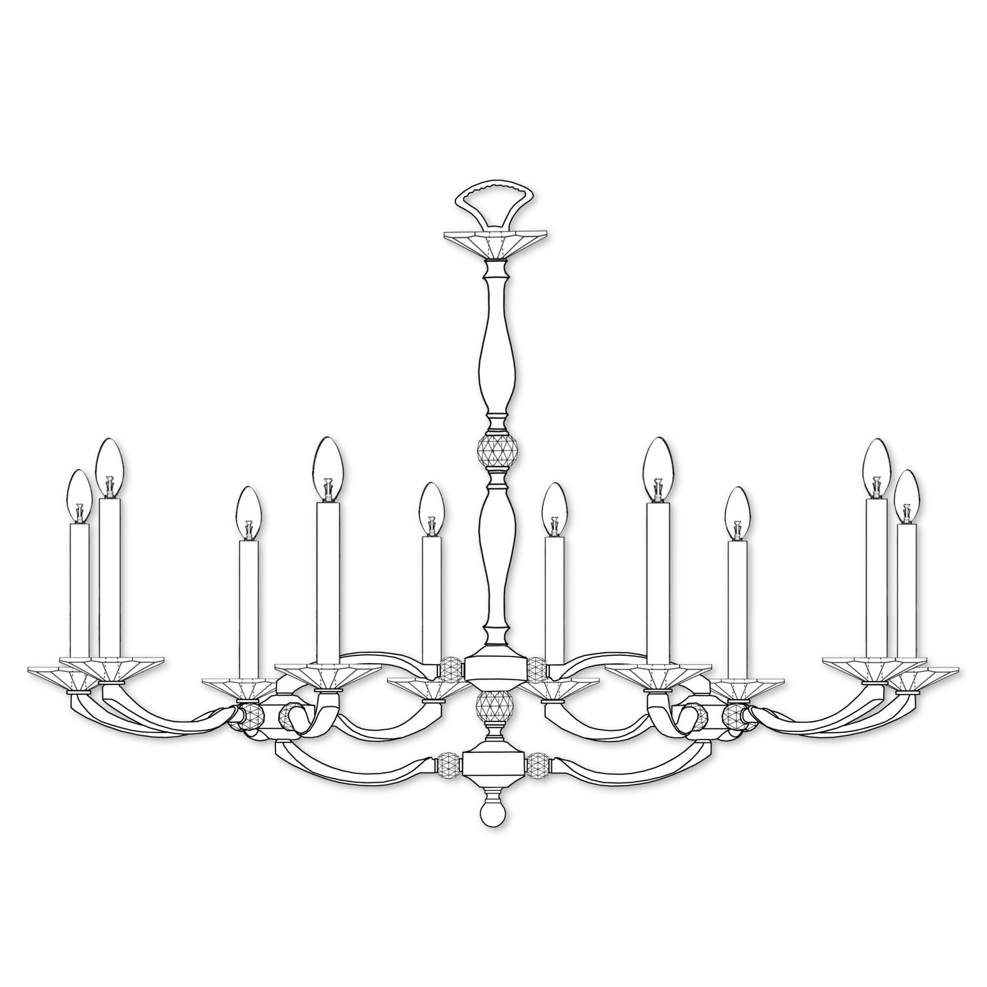 American Brass And Crystal Kensington 19 Inch 10 Light Linear Suspension Light Cp270691