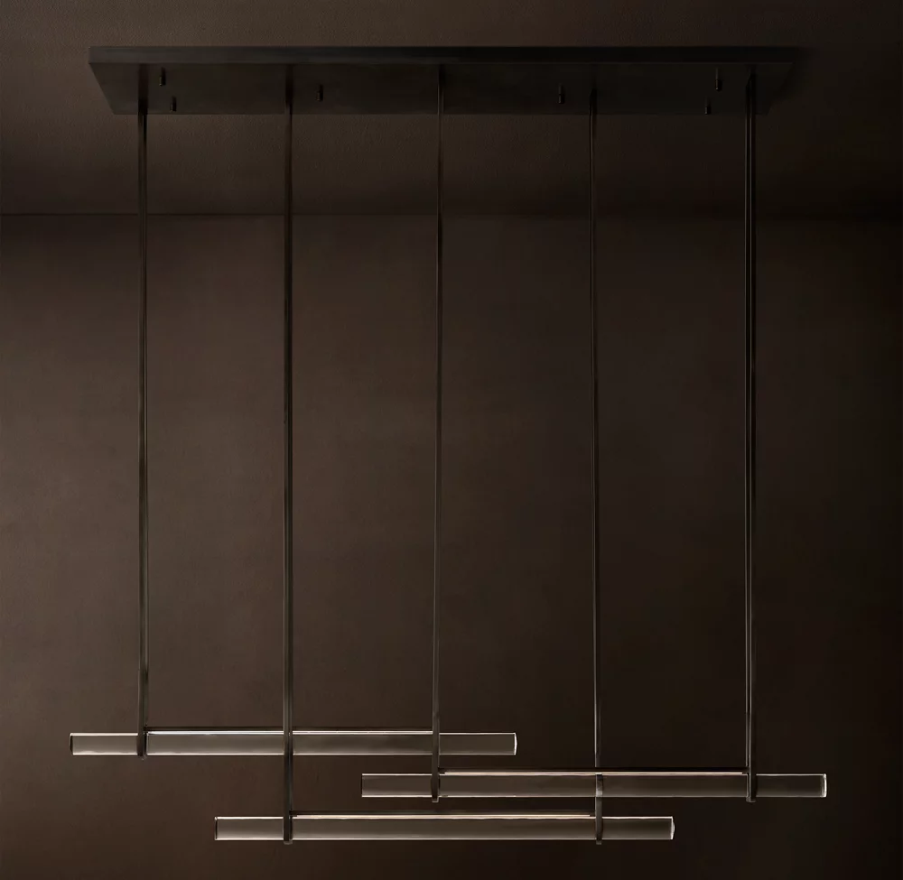 Aerie Crystal Triple Bar Linear Chandelier 60" 72"