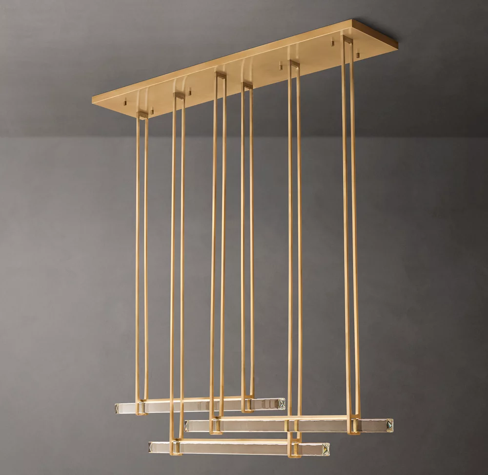 Aerie Crystal Triple Bar Linear Chandelier 60" 72"