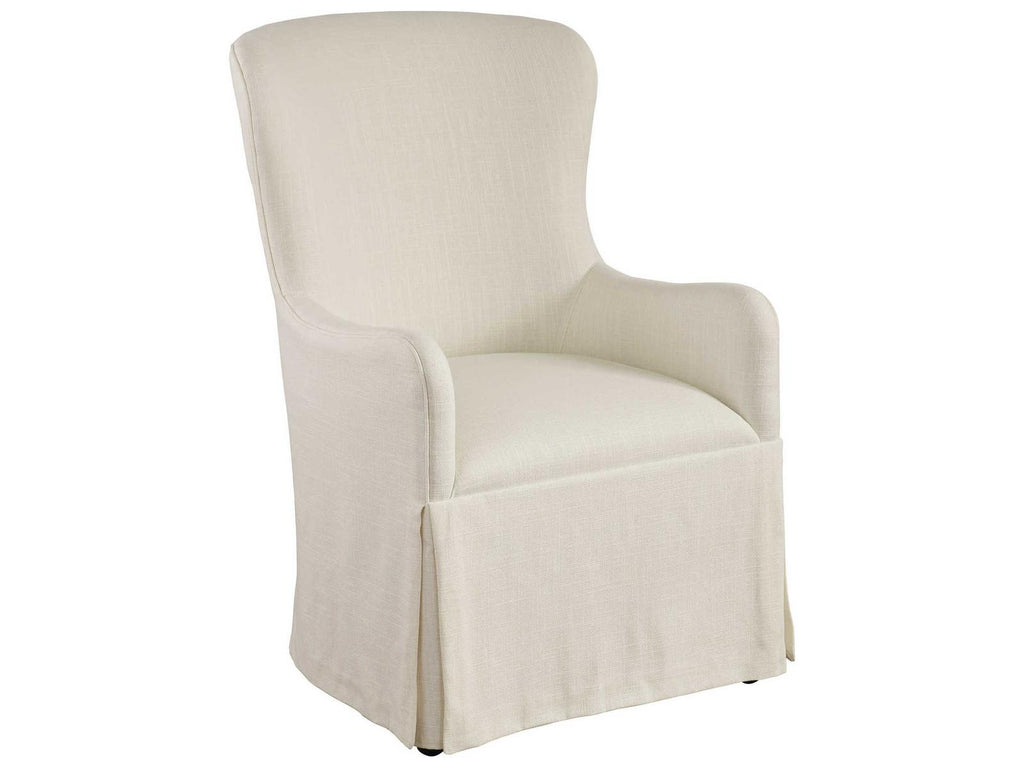 Laguna Aliso Upholstered Host Chair with Casters in Linen White