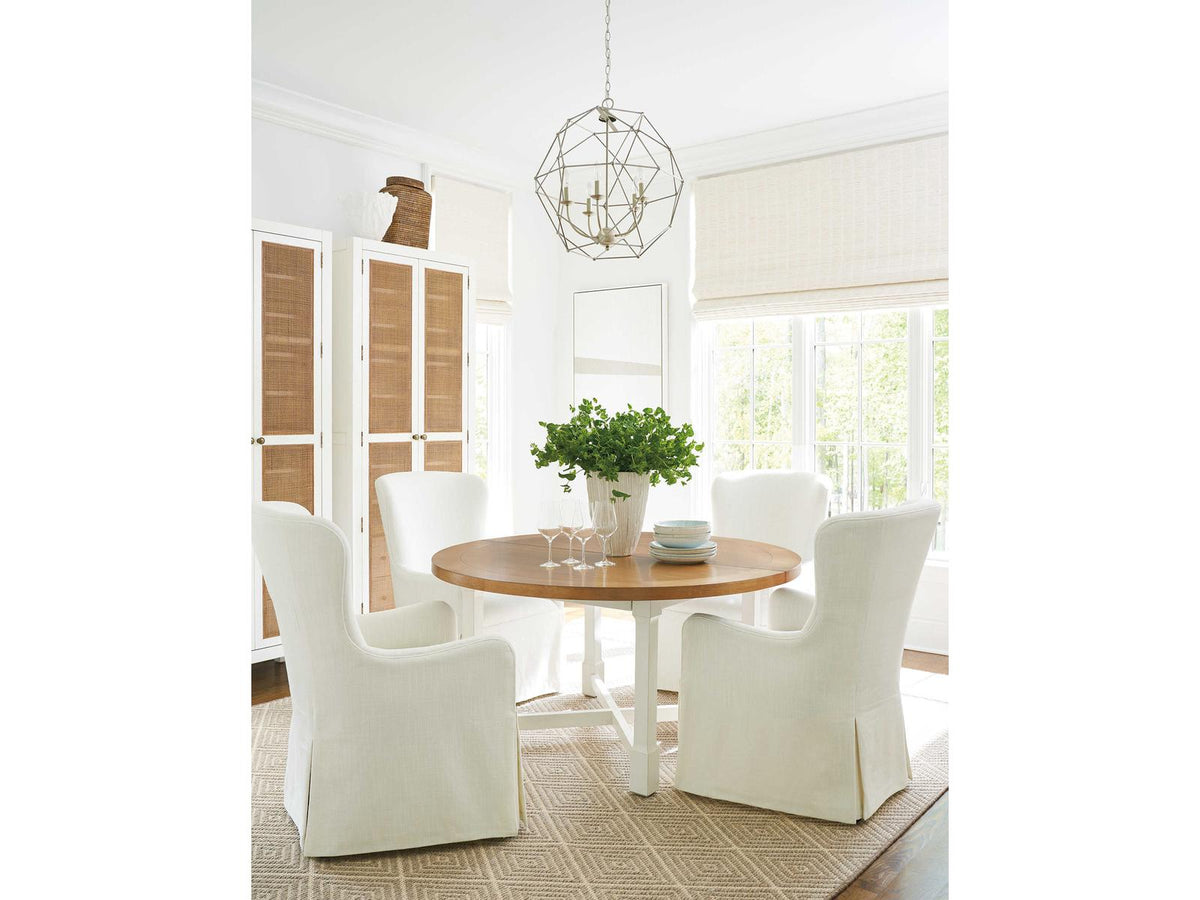 Laguna Aliso Upholstered Host Chair with Casters in Linen White