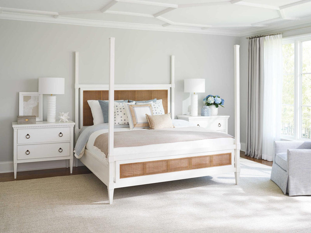 Strand California King Poster Bed with Removable Canopy in Linen White