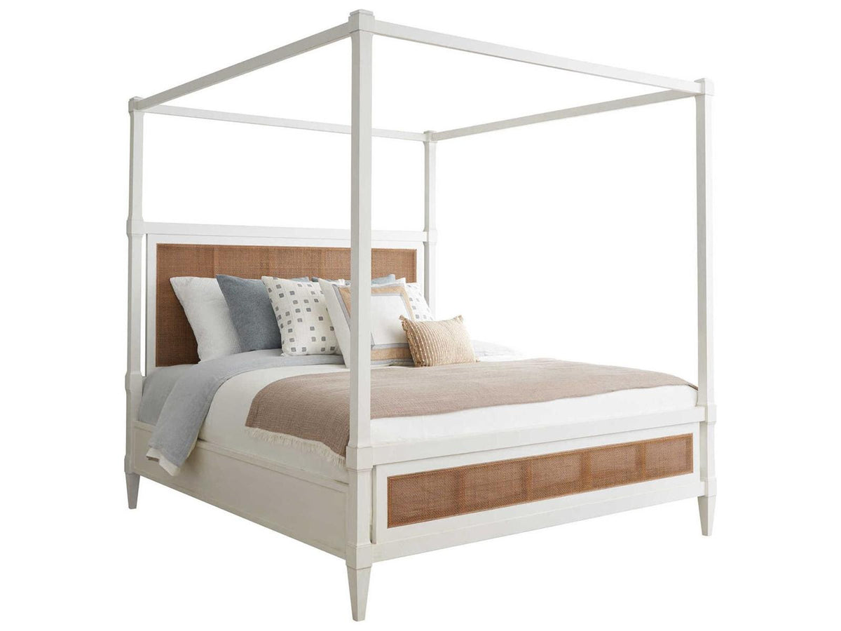 Strand California King Poster Bed with Removable Canopy in Linen White