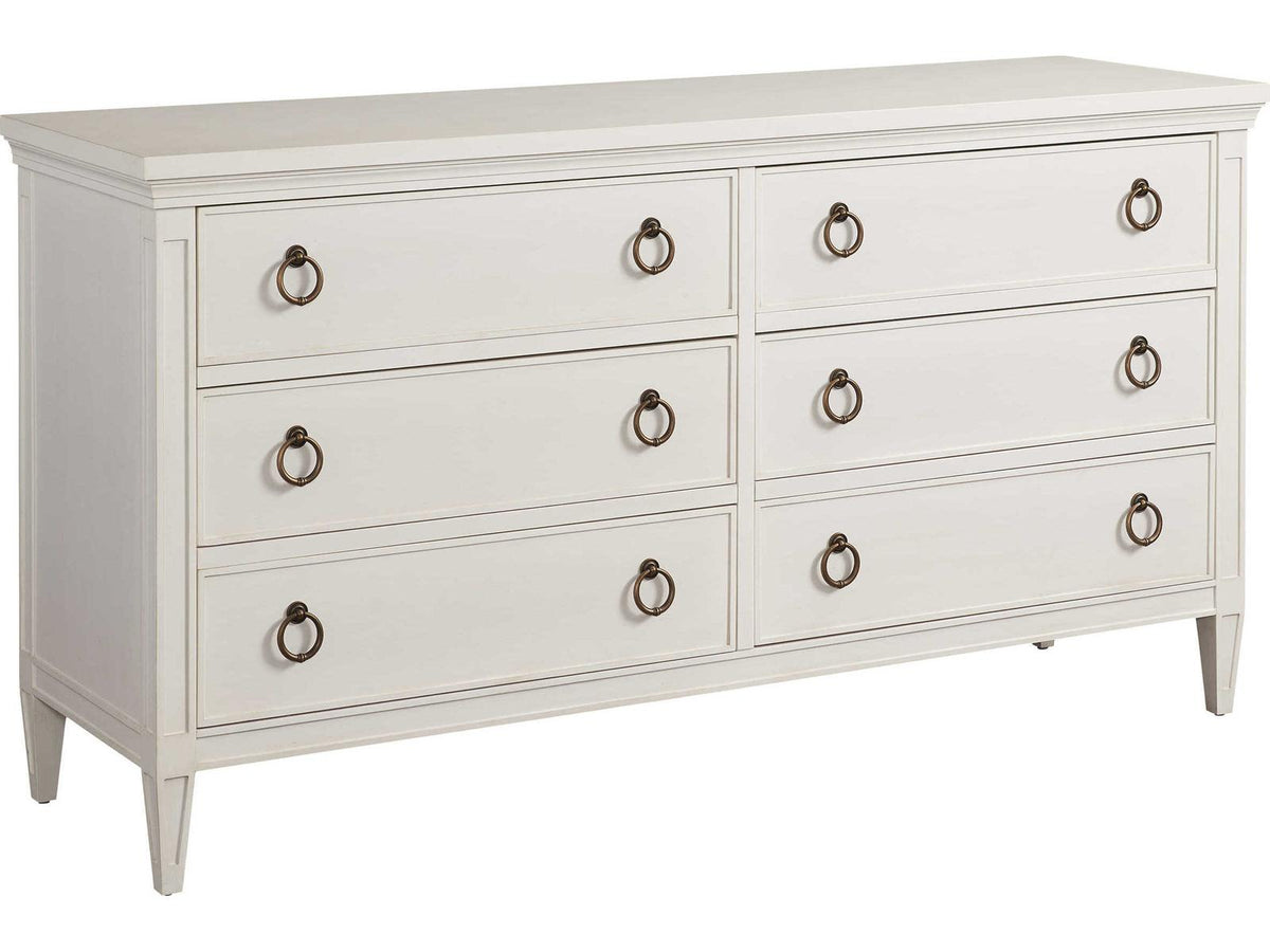 Laguna 6-Drawers Brown Double Dresser with Wall Mirror