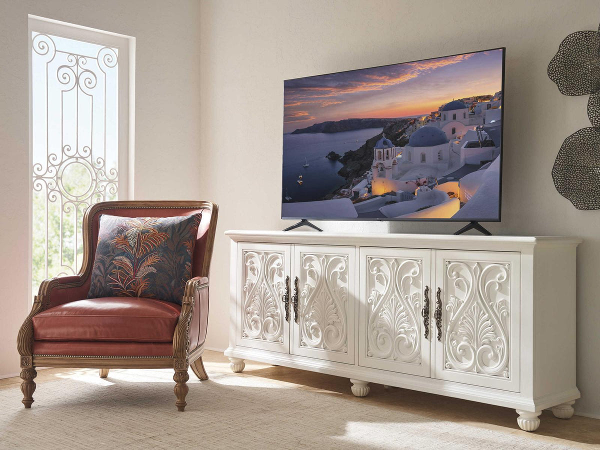 Catalonia 87-Inch Media Console Table Polo Mallet White