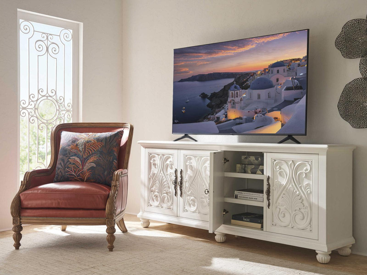 Catalonia 87-Inch Media Console Table Polo Mallet White