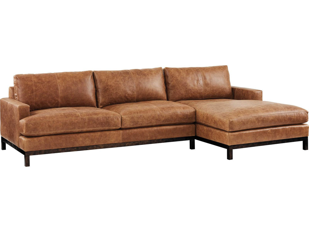 Horizon 2-Piece Leather Modular Sectional Sofa Chaise in Bronze