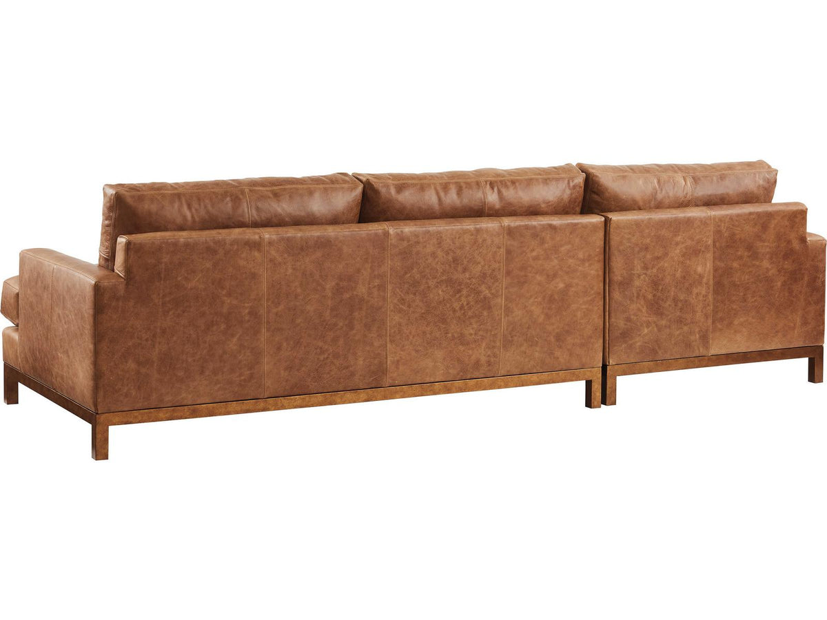 Horizon 2-Piece Modular Brown Leather Sectional with Metal Base