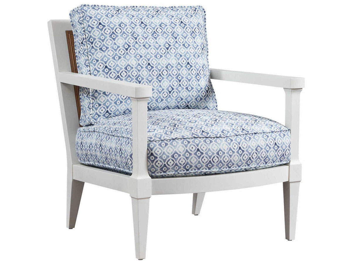 Splashes Blue Cotton Blend Accent Chair with Whitecliff Finish