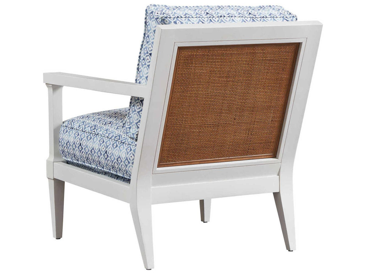 Splashes Blue Cotton Blend Accent Chair with Whitecliff Finish