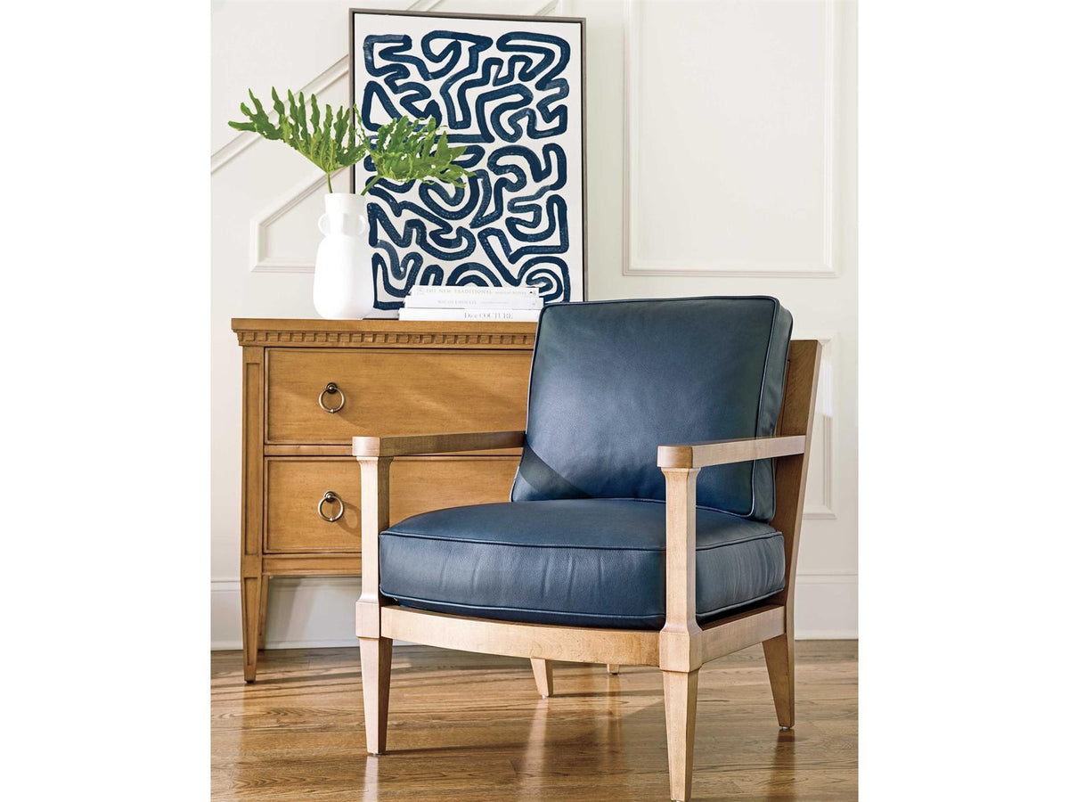 Splashes Upholstered Leather Accent Chair in Blue