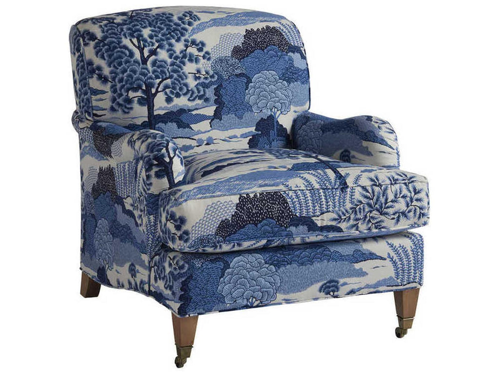 Sydney Fabric Accent Chair with Brass Casters in Laguna Sands