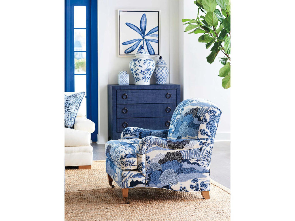 Sydney Fabric Accent Chair with Brass Casters in Laguna Sands
