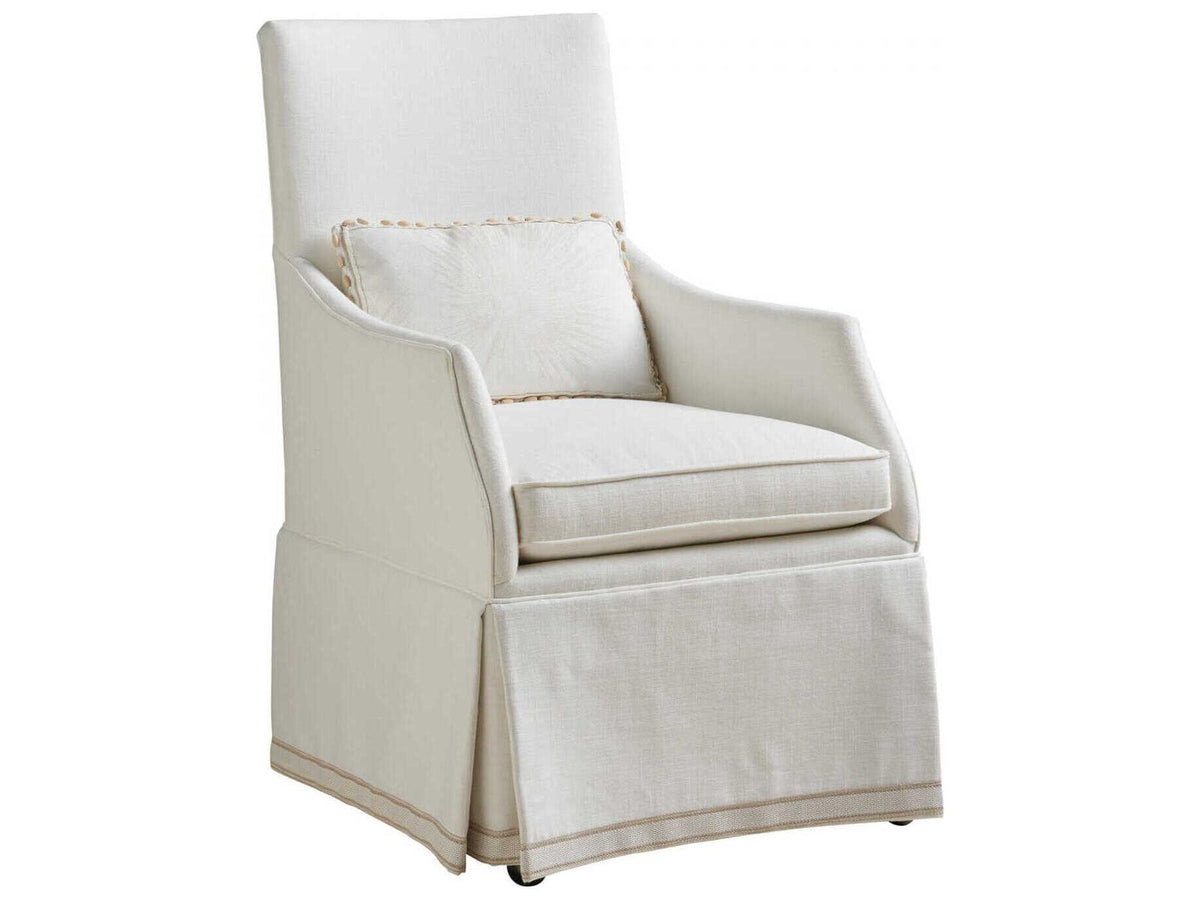 Adelaide Upholstered Dining Armchair with Waterfall Skirt and Kidney Pillow