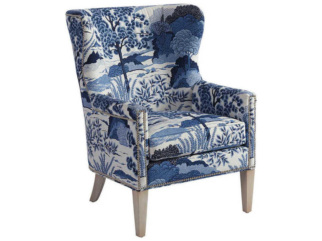 Avery Wing Fabric Accent Chair with Nailhead Trim