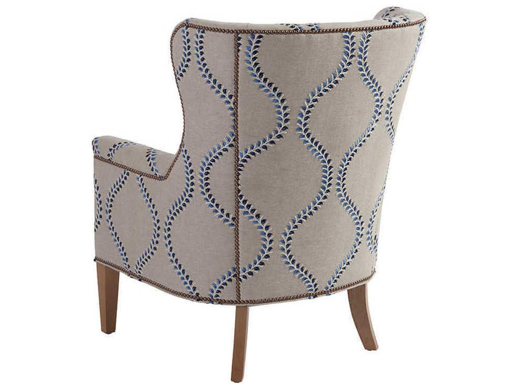Avery Wing Accent Chair Laguna Sands Fabric with Nailhead Trim