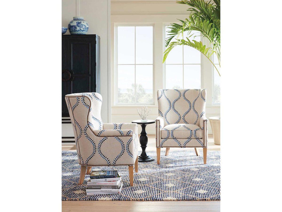 Avery Wing Accent Chair Laguna Sands Fabric with Nailhead Trim