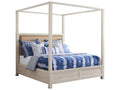 Newport Shorecliff Canopy California King Bed in Sailcloth Wood and Raffia
